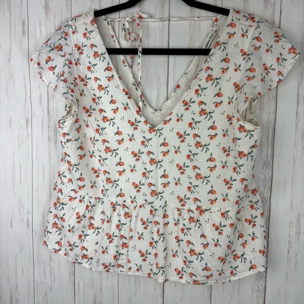 Abercrombie & Fitch peach babydoll linen blouse Small